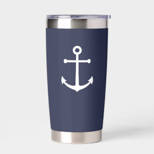 Nautical Navy Blue Anchor Insulated Tumbler