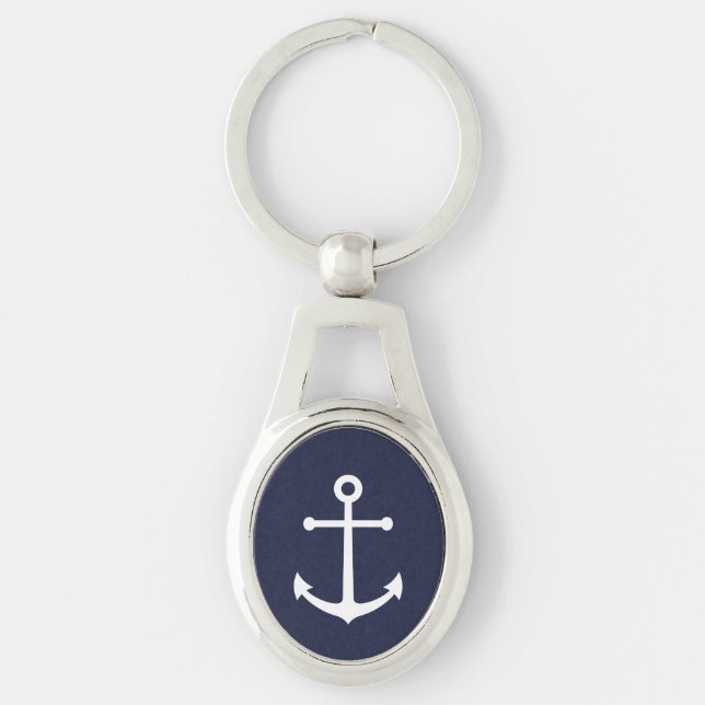 Nautical Navy Blue Anchor Key Ring (Front)
