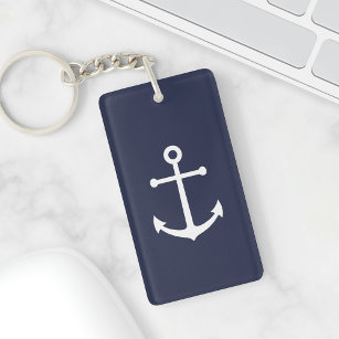 Nautical Navy Blue Anchor Key Ring