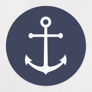 Nautical Navy Blue Anchor Labels