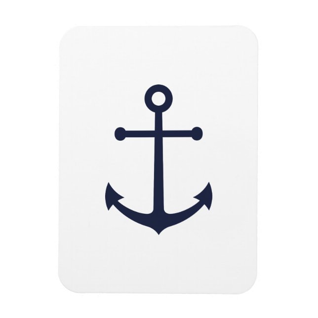 Nautical Navy Blue Anchor Magnet (Vertical)