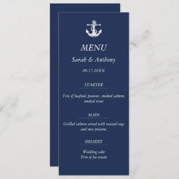 Nautical Navy Blue Anchor Modern Wedding Food Menu