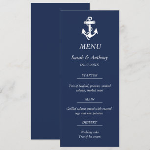 Nautical Navy Blue Anchor Modern Wedding Food Menu