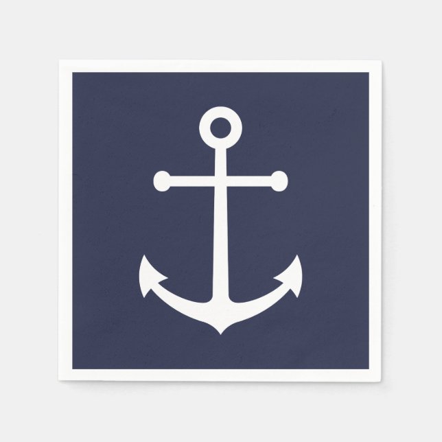 Nautical Navy Blue Anchor Napkin (Front)