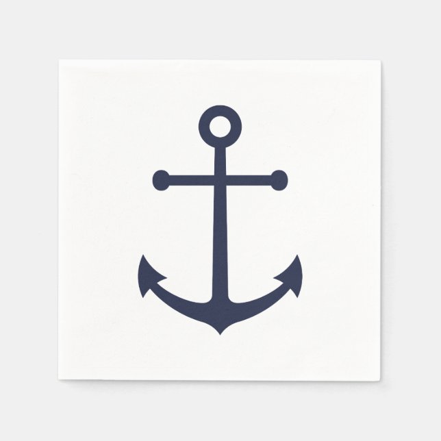 Nautical Navy Blue Anchor Napkin (Front)