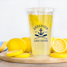 Nautical Navy Blue Anchor Oars Family Lake House