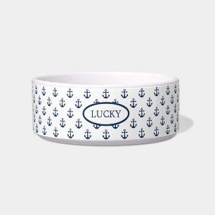 Nautical navy blue anchor on a white background bowl