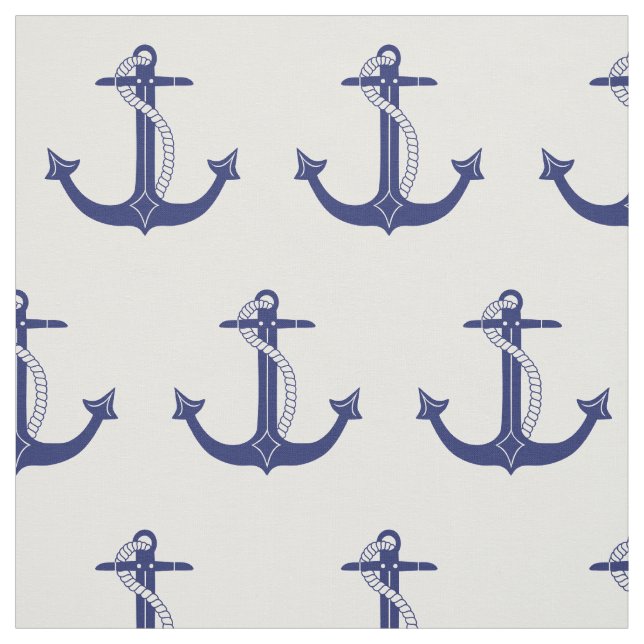 Nautical Navy Blue Anchor Pattern Fabric (Swatch)
