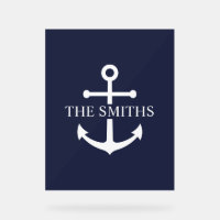 Nautical Navy Blue Anchor Personalised Family Name