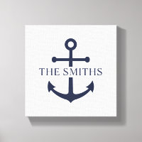 Nautical Navy Blue Anchor Personalised Family Name