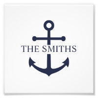 Nautical Navy Blue Anchor Personalised Family Name