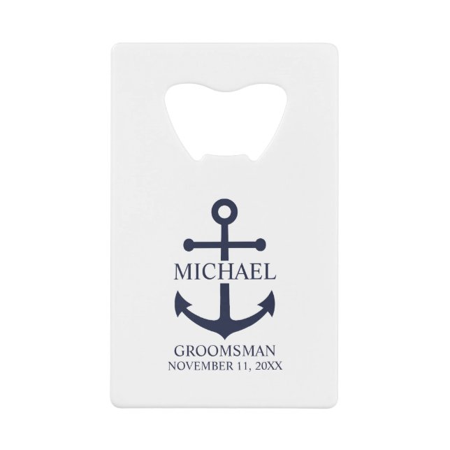 Nautical Navy Blue Anchor Personalised Groomsmen (Front)