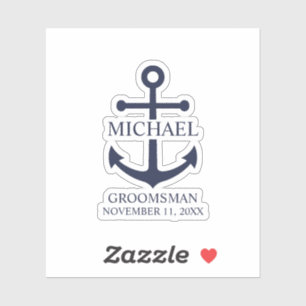 Nautical Navy Blue Anchor Personalised Groomsmen