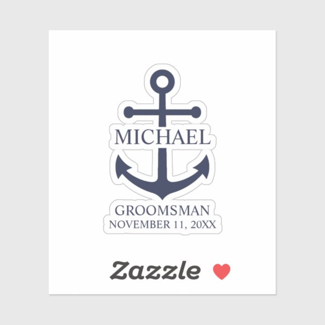 Nautical Navy Blue Anchor Personalised Groomsmen (Sheet)