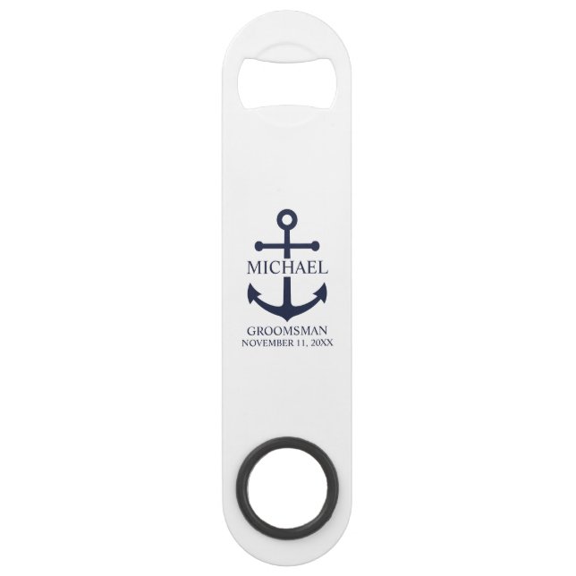 Nautical Navy Blue Anchor Personalised Groomsmen (Front)
