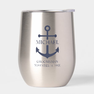 Nautical Navy Blue Anchor Personalised Groomsmen
