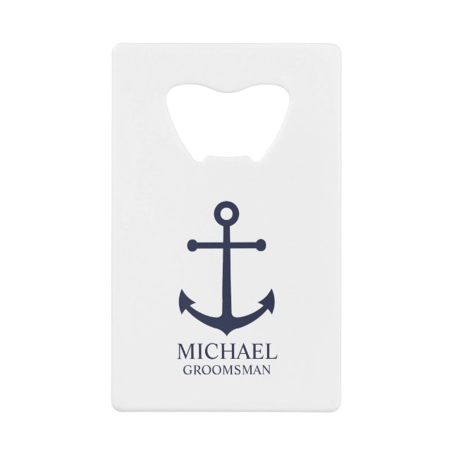Nautical Navy Blue Anchor Personalised Groomsmen (Front)