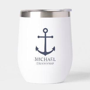 Nautical Navy Blue Anchor Personalised Groomsmen