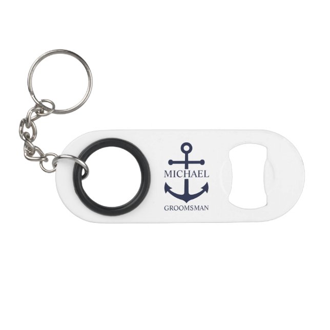 Nautical Navy Blue Anchor Personalised Groomsmen (Front (Horizontal))