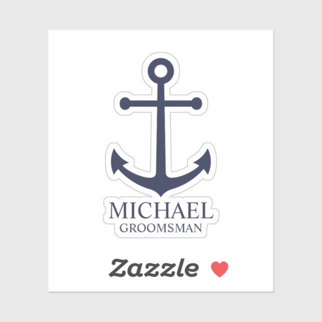 Nautical Navy Blue Anchor Personalised Groomsmen (Sheet)