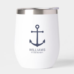 Nautical Navy Blue Anchor Personalised Groomsmen