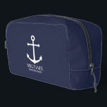 Nautical Navy Blue Anchor Personalised Groomsmen Dopp Kit<br><div class="desc">Nautical Personalised Groomsmen Gift
This design features white anchor and personalised groomsman's name with title in white classic serif font style on navy blue background.

Also perfect for best man,  father of the bride and more.</div>