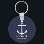 Nautical Navy Blue Anchor Personalised Groomsmen Key Ring<br><div class="desc">Nautical Personalised Groomsmen Gift
This design features white anchor and personalised groomsman's name with title in white classic serif font style on navy blue background.

Also perfect for best man,  father of the bride and more.</div>
