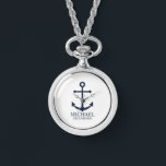 Nautical Navy Blue Anchor Personalised Groomsmen Watch<br><div class="desc">Nautical Personalised Groomsmen Gift
This design features navy blue anchor and personalised groomsman's name with title in navy blue classic serif font style on white background.

Also perfect for best man,  father of the bride and more.</div>