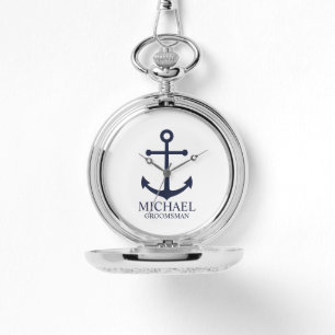 Nautical Navy Blue Anchor Personalised Groomsmen Watch