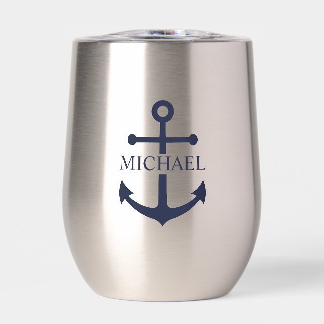 Nautical Navy Blue Anchor Personalised Name (Front)