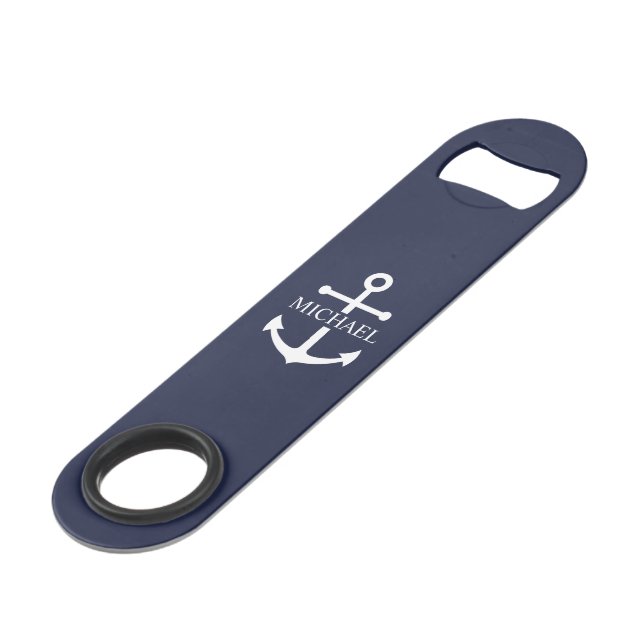Nautical Navy Blue Anchor Personalised Name (Front Angled)