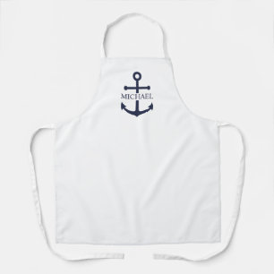 Nautical Navy Blue Anchor Personalised Name Apron
