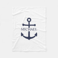 Nautical Navy Blue Anchor Personalised Name