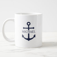 Nautical Navy Blue Anchor Personalised Name