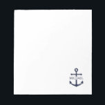 Nautical Navy Blue Anchor Personalised Name Notepad<br><div class="desc">This personalised gift features a navy blue anchor design with custom name in a classic navy serif font.

A thoughtful nautical gift idea for any special occasion.</div>