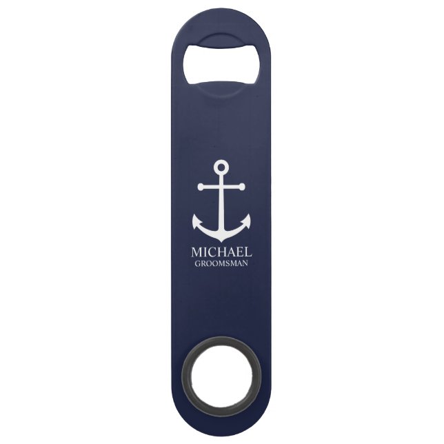 Nautical Navy Blue Anchor Personalized Groomsmen (Front)