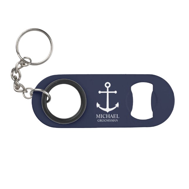 Nautical Navy Blue Anchor Personalized Groomsmen (Front (Horizontal))