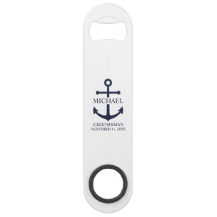 Nautical Navy Blue Anchor Personalized Groomsmen