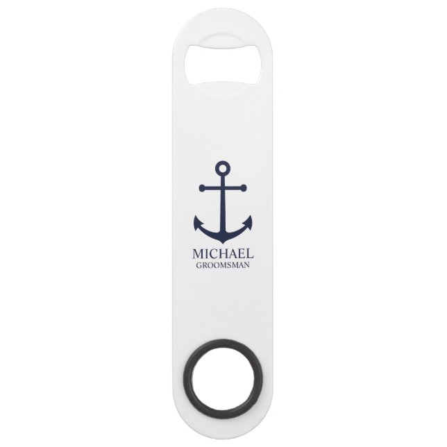 Nautical Navy Blue Anchor Personalized Groomsmen (Front)