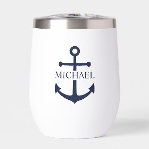 Nautical Navy Blue Anchor Personalized Name
