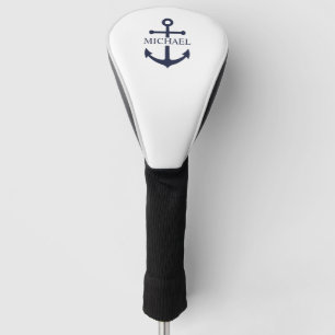 Nautical Navy Blue Anchor Personalized Name Golf Head Cover