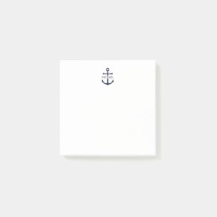Nautical Navy Blue Anchor Personalized Name Post-it Notes