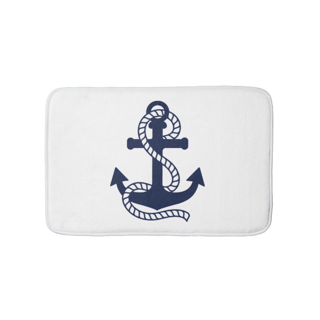 Nautical Navy blue Anchor {pick your colour} Bath Mat (Front)