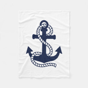 Nautical Navy blue Anchor {pick your colour} Fleece Blanket