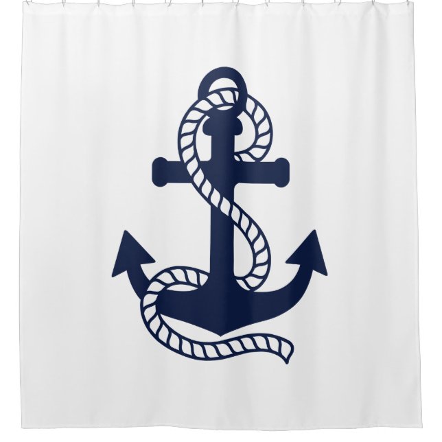 Nautical Navy blue Anchor {pick your colour} Shower Curtain (Front)