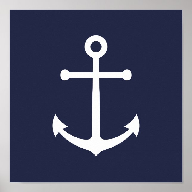 Nautical Navy Blue Anchor Poster (Front)