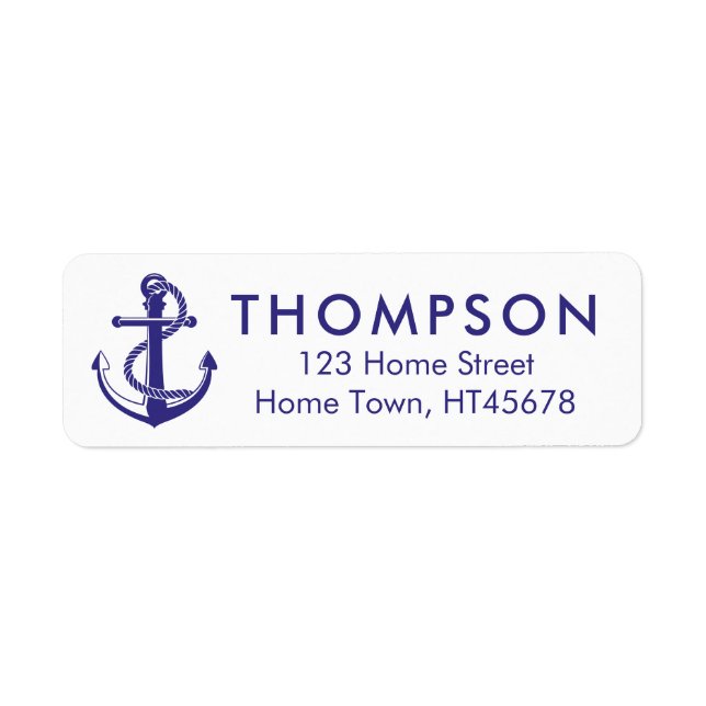 Nautical Navy Blue Anchor Return Address (Front)