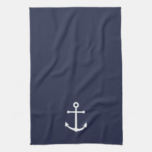Nautical Navy Blue Anchor Tea Towel