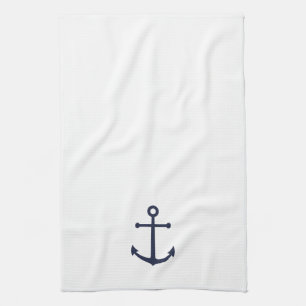 Nautical Navy Blue Anchor Tea Towel