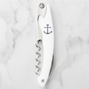 Nautical Navy Blue Anchor Waiter's Corkscrew